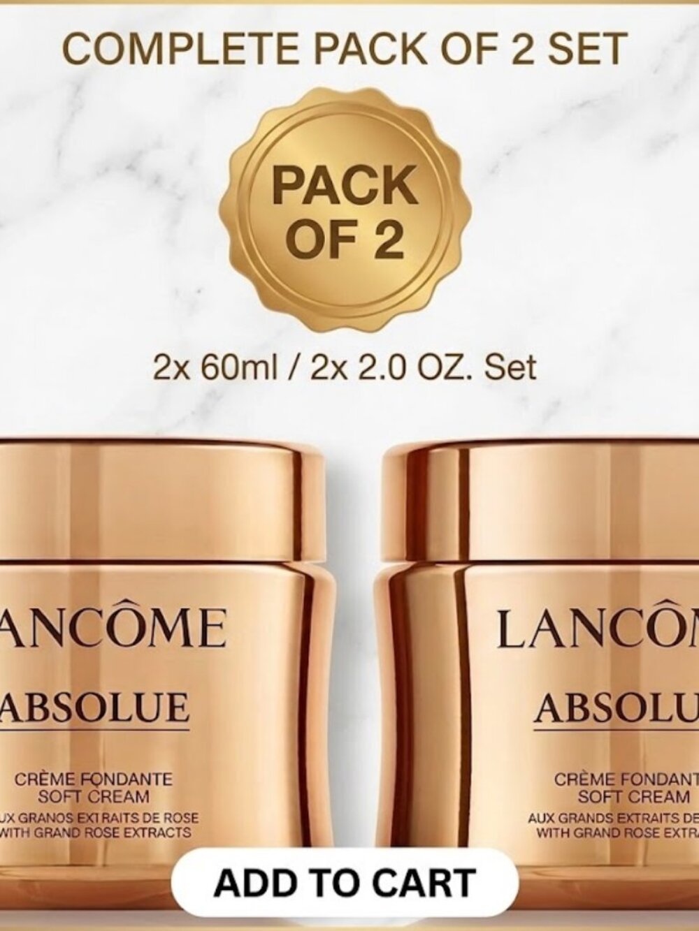 Lancôme Absolue Crème Fondante Soft Cream 2oz / 60ml (Pack of 2) New Sealed Luxu